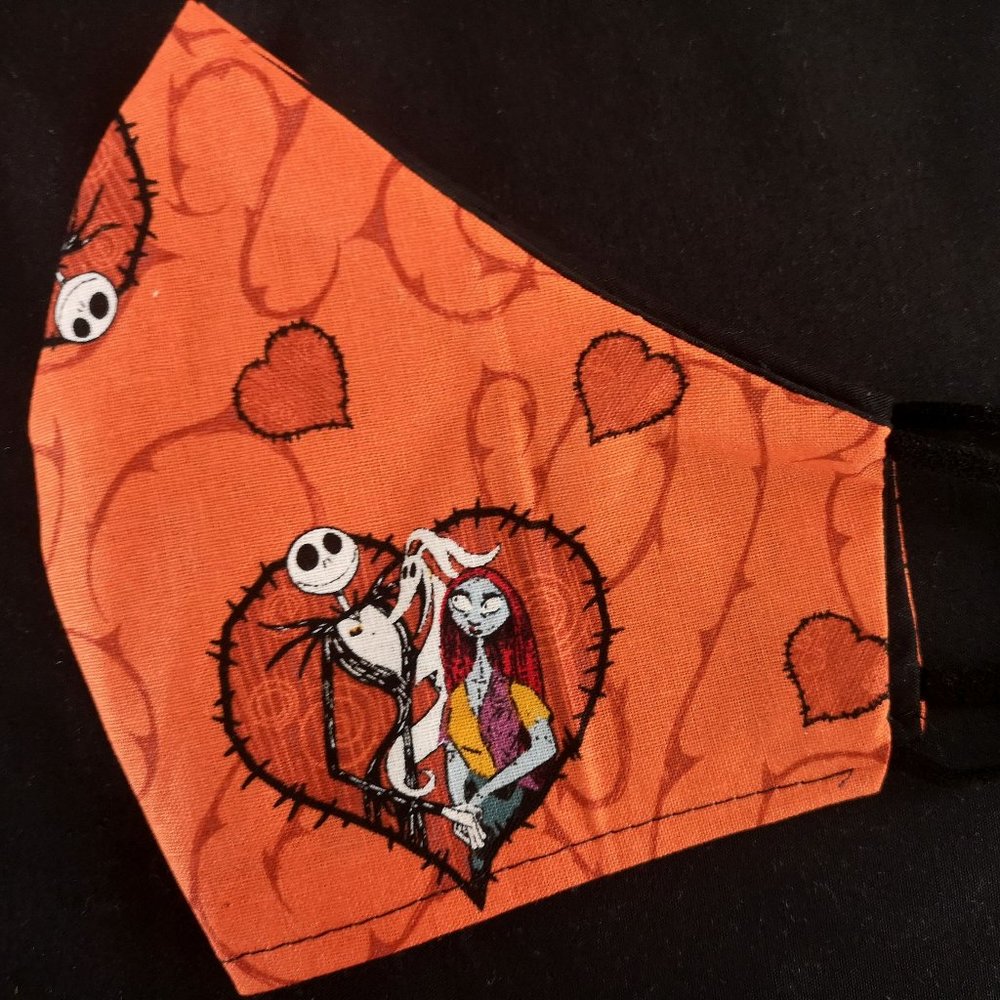 new Adult Jack/Sally/Zero Hearts Handmade Face Mask Masque 100% Cotton